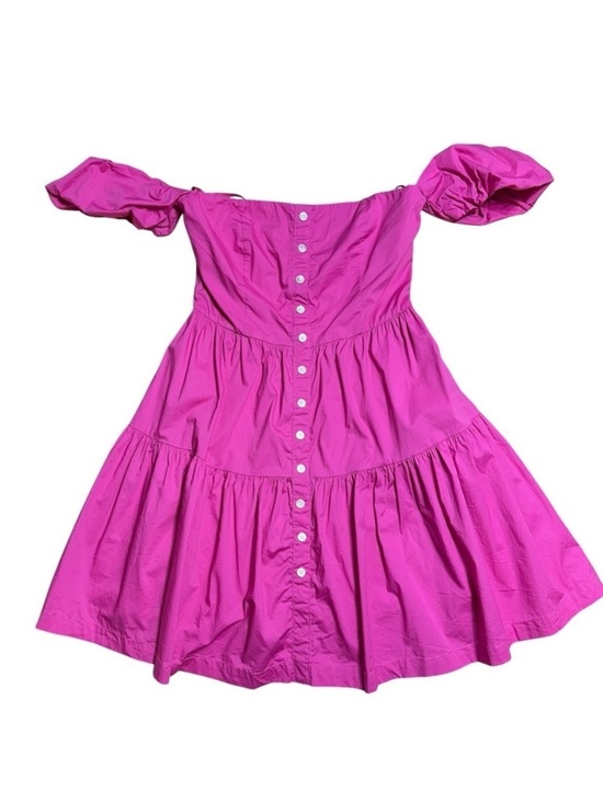 STAUD Strapless Tiered Button-Front Pink Mini Dress - Picture 2 of 6
